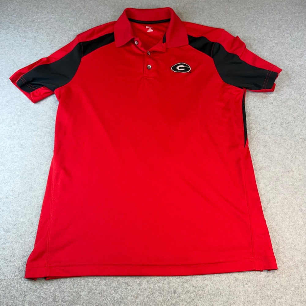 Knights Apparel Georgia Bulldogs Polo Shirt Mens Large Red Black Embroidered G
